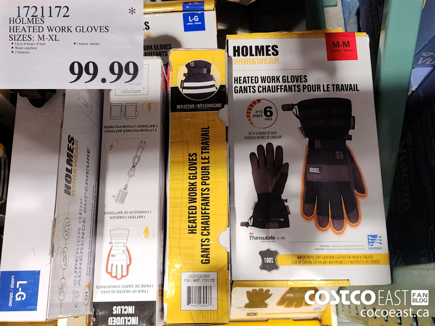 1721172 HOLMES HEATED WORK GLOVES SIZES: M-XL $99.99