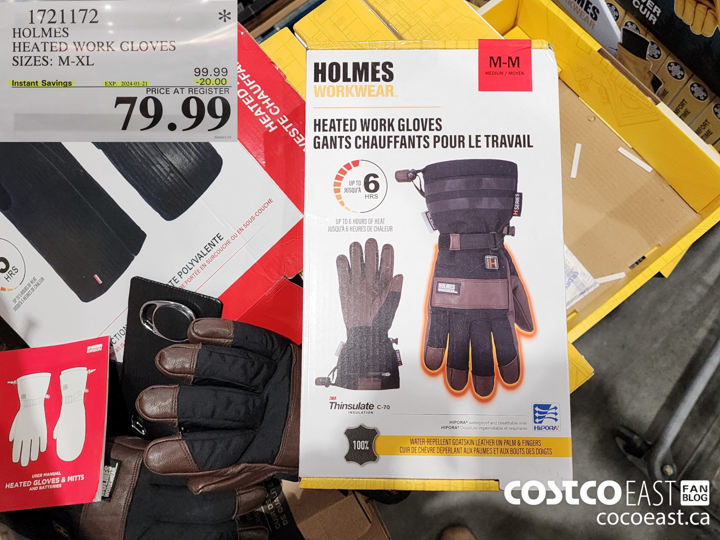 1721172 HOLMES HEATED WORK GLOVES SIZES: M-XL ($20.00 INSTANT SAVINGS EXPIRES ON 2024-01-21) $79.99