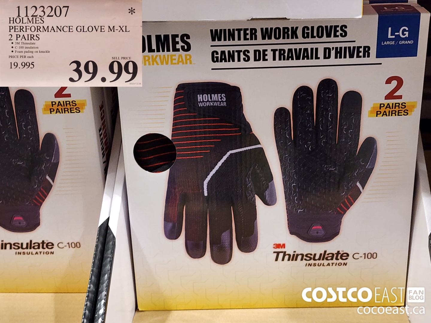 1123207 HOLMES PERFORMANCE GLOVE M-XL 2 PAIRS $39.99