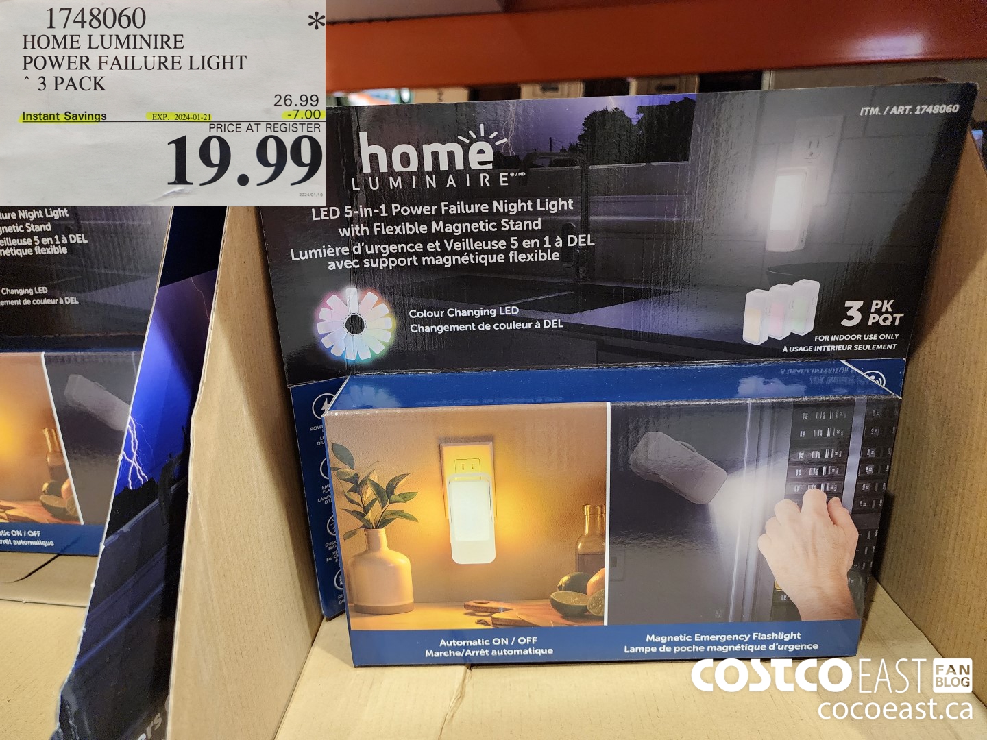 1748060 HOME LUMINIRE POWER FAILURE LIGHT 3 PACK ($7.00 INSTANT SAVINGS EXPIRES ON 2024-01-21) $19.99
