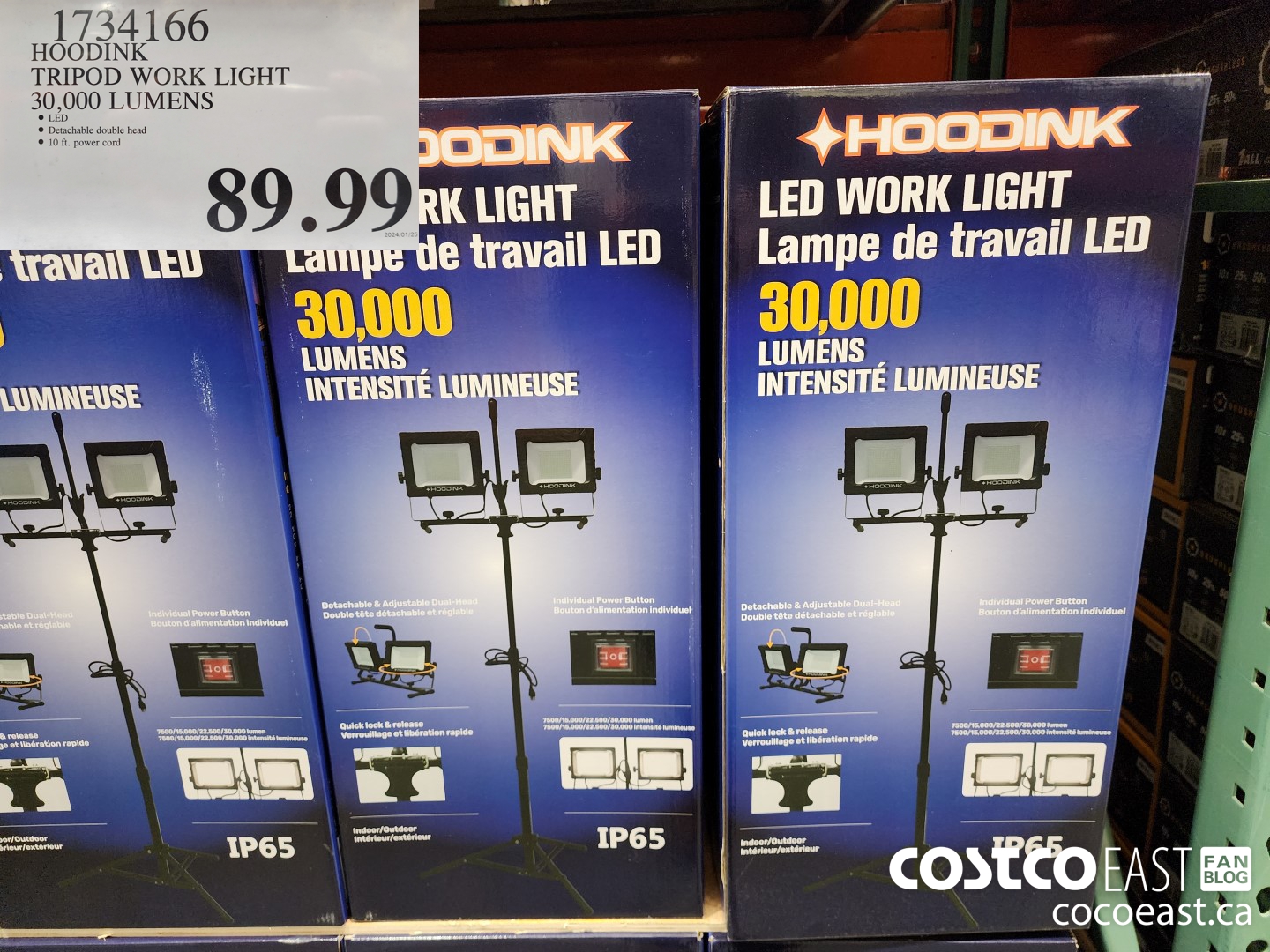 1734166 HOODINK TRIPOD WORK LIGHT 30,000 LUMENS $89.99