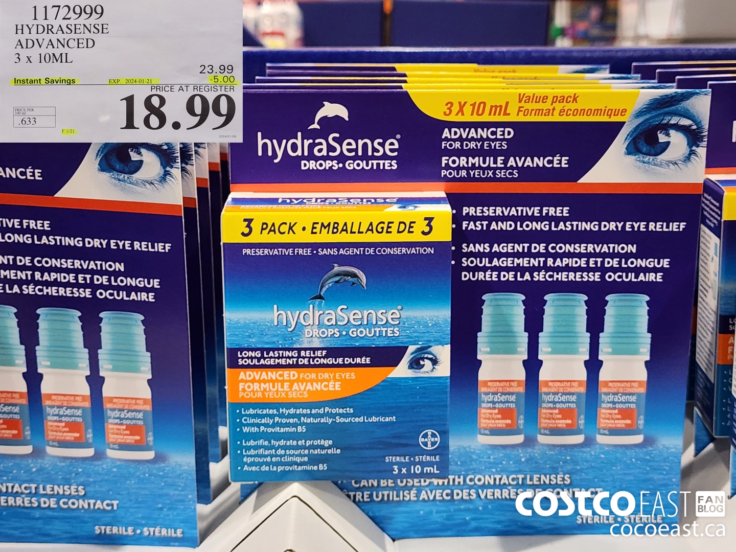 1172999 HYDRASENSE ADVANCED 3 x 10ML ($5.00 INSTANT SAVINGS EXPIRES ON 2024-01-21) $18.99