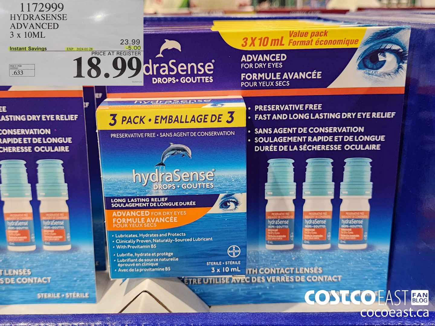 1172999 HYDRASENSE ADVANCED 3 x 10ML ($5.00 INSTANT SAVINGS EXPIRES ON 2024-01-28) $18.99