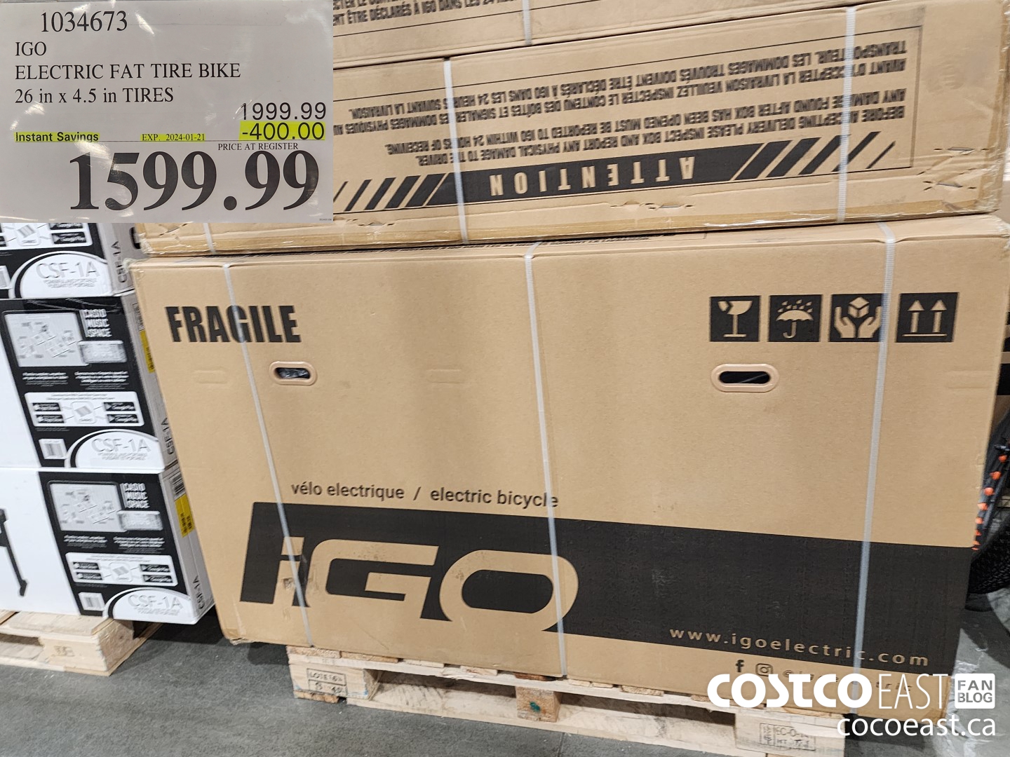 1034673 IGO ELECTRIC FAT TIRE BIKE 26 in x 4.5 in TIRES ($400.00 INSTANT SAVINGS EXPIRES ON 2024-01-21) $1599.99