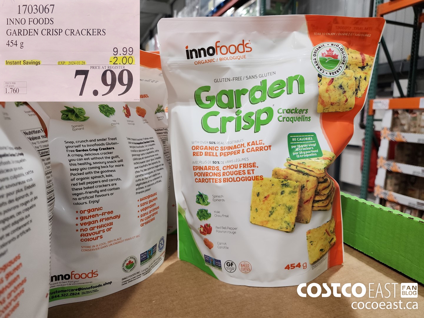 1703067 INNO FOODS GARDEN CRISP CRACKERS 454 G ($2.00 INSTANT SAVINGS EXPIRES ON 2024-01-28) $7.99