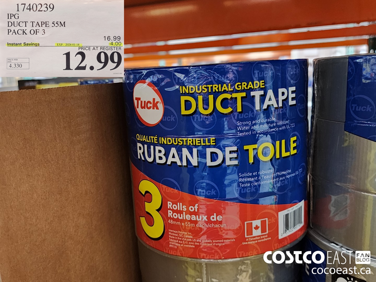 1740239 IPG DUCT TAPE 55M PACK OF 3 ($4.00 INSTANT SAVINGS EXPIRES ON 2024-01-14) $12.99