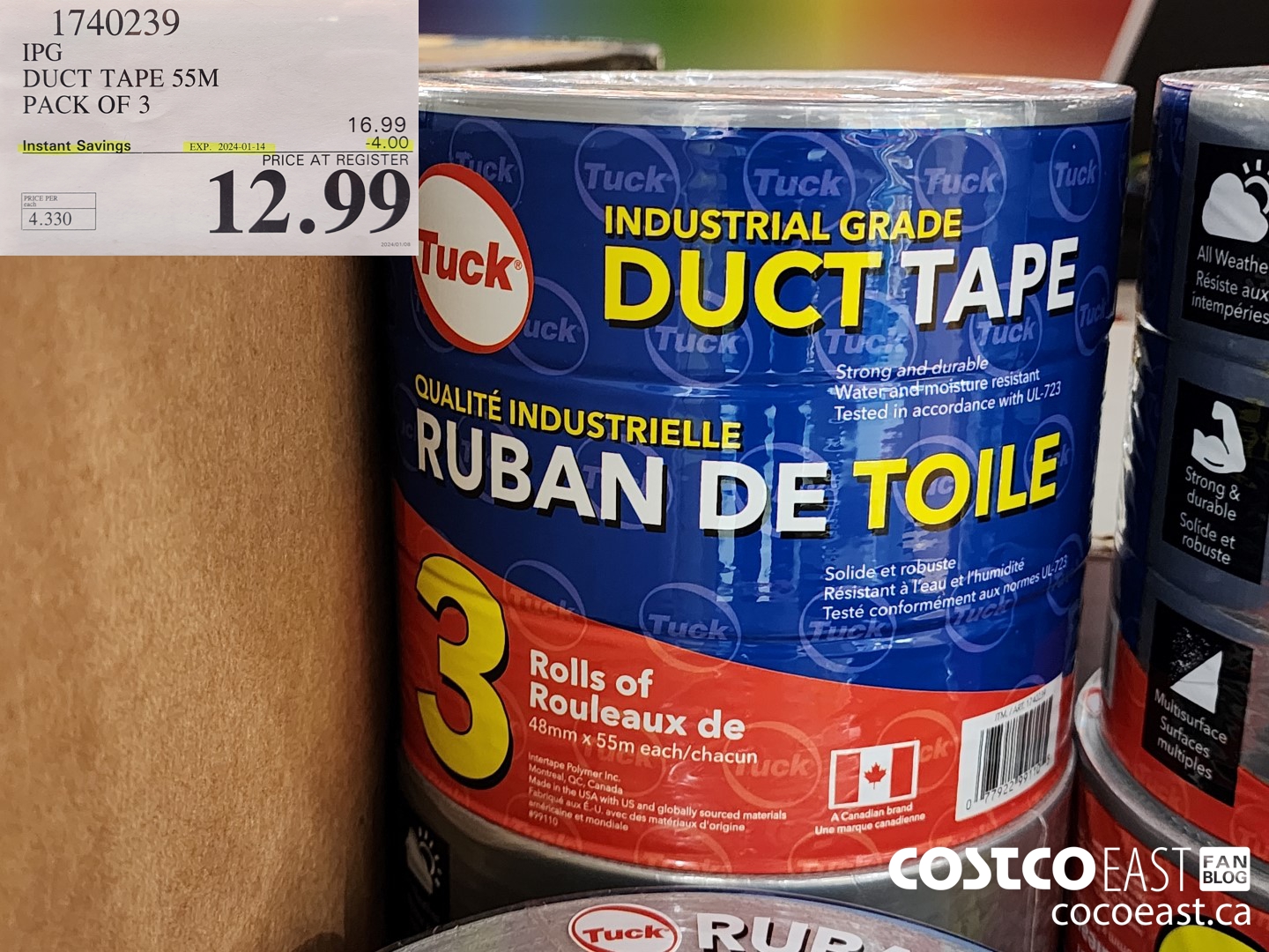 1740239 IPG DUCT TAPE 55M PACK OF 3 ($4.00 INSTANT SAVINGS EXPIRES ON 2024-01-14) $12.99