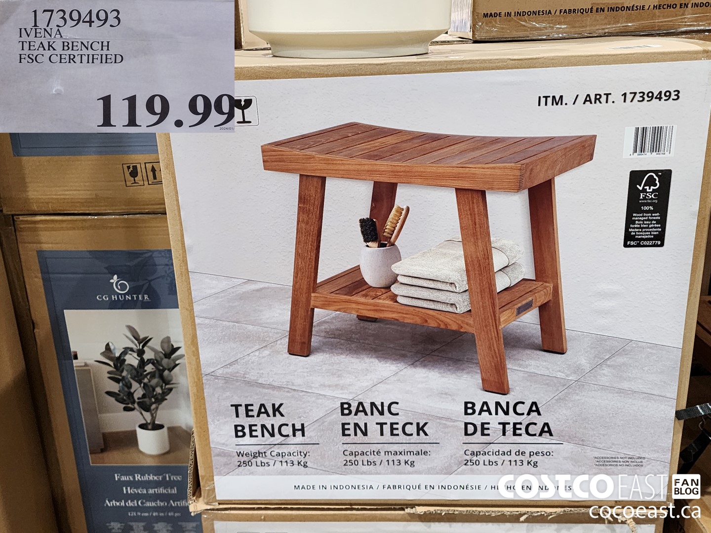 1739493 IVENA TEAK BENCH FSC CERTIFIED $119.99