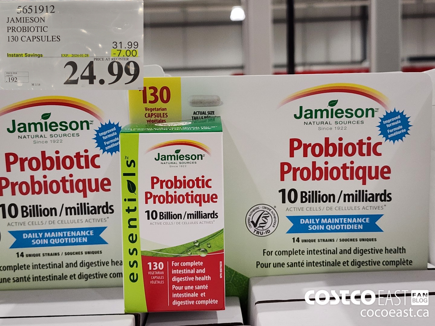 5651912 JAMIESON PROBIOTIC 130 CAPSULES ($7.00 INSTANT SAVINGS EXPIRES ON 2024-01-28) $24.99