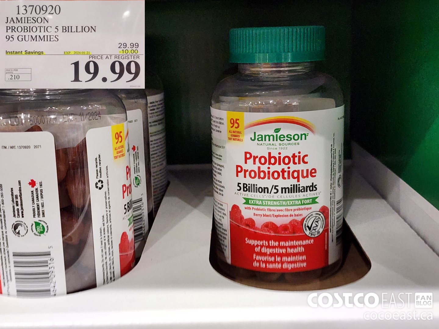 1370920 JAMIESON PROBIOTIC 5 BILLION 95 GUMMIES ($6.00 INSTANT SAVINGS EXPIRES ON 2024-01-21) $19.99