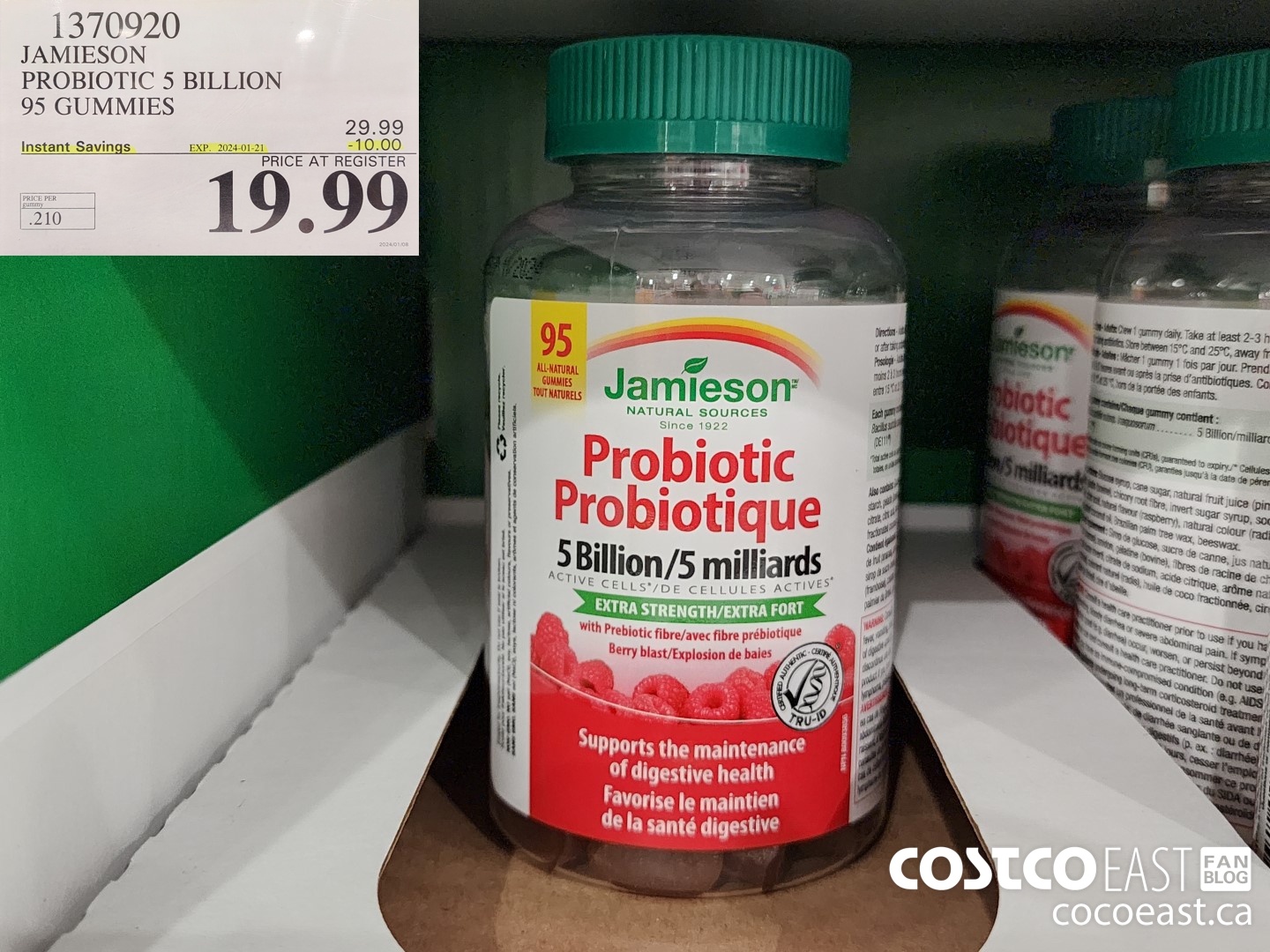 1370920 JAMIESON PROBIOTIC 5 BILLION 95 GUMMIES ($10.00 INSTANT SAVINGS EXPIRES ON 2024-01-21) $19.99