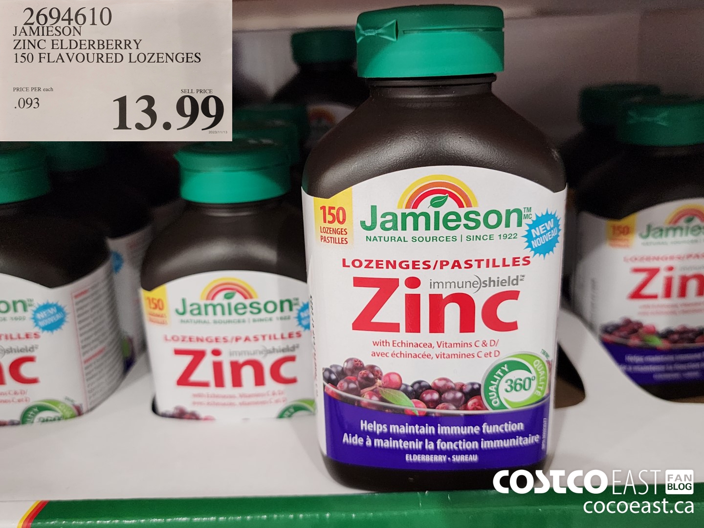 2694610 JAMIESON ZINC ELDERBERRY 150 FLAVOURED LOZENGES $13.99
