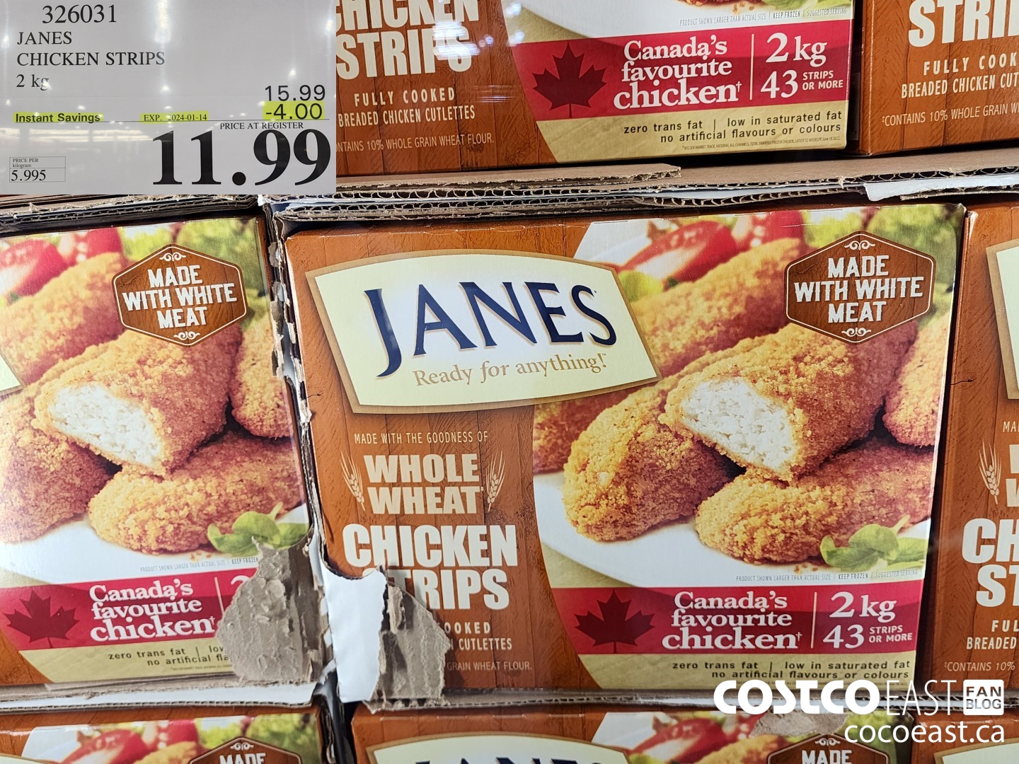 326031 JANES CHICKEN STRIPS 2 kg ($4.00 INSTANT SAVINGS EXPIRES ON 2024-01-14) $11.99