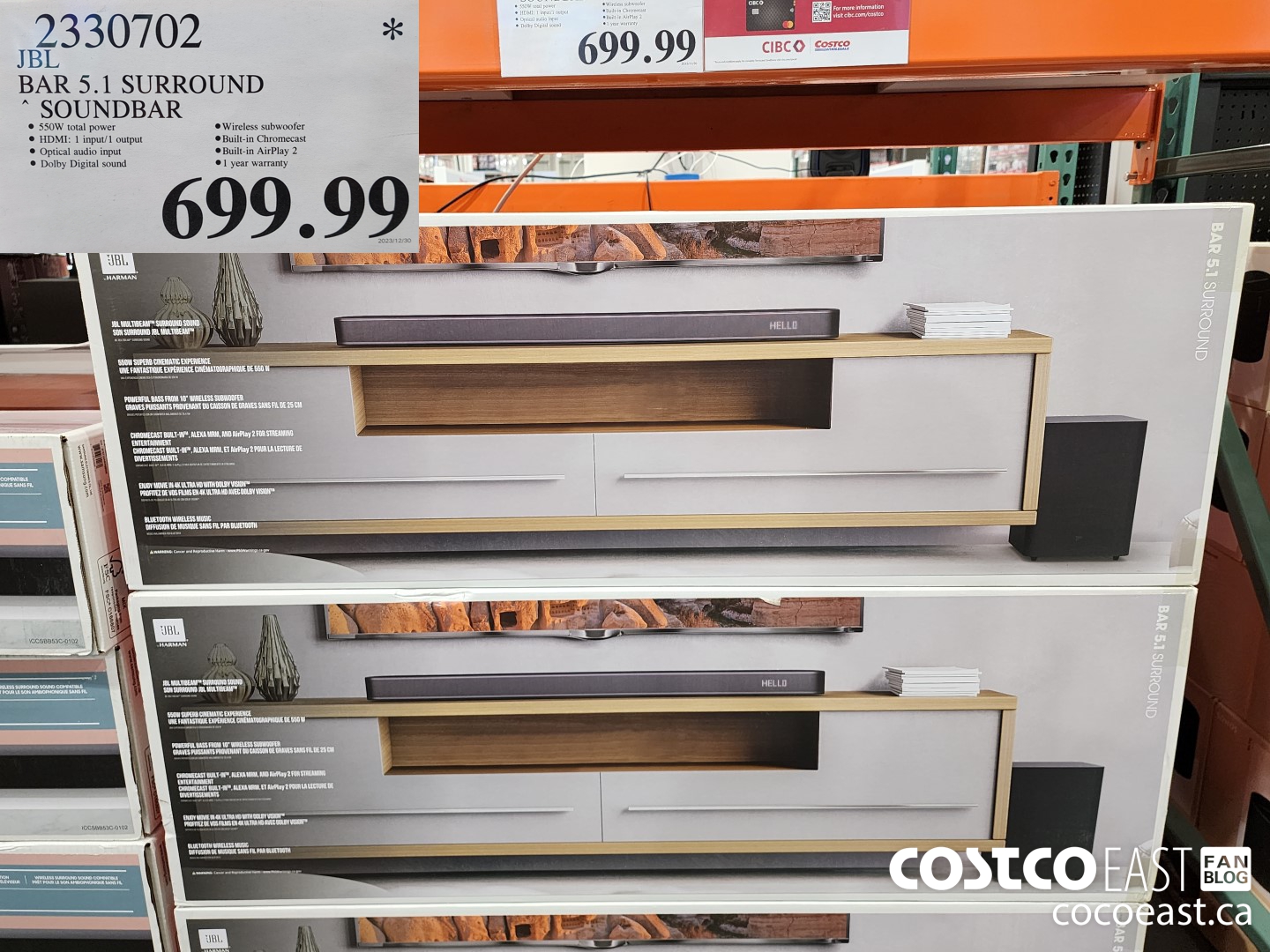 2330702 JBL BAR 5.1 SURROUND SOUNDBAR $699.99