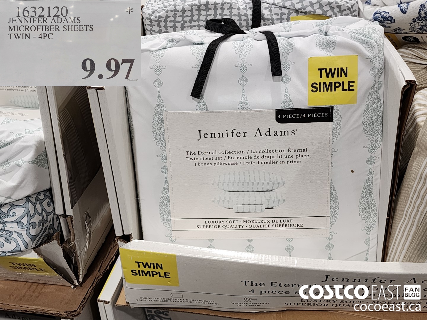 1632120 JENNIFER ADAMS MICROFIBER SHEETS TWIN - 4PC $9.97