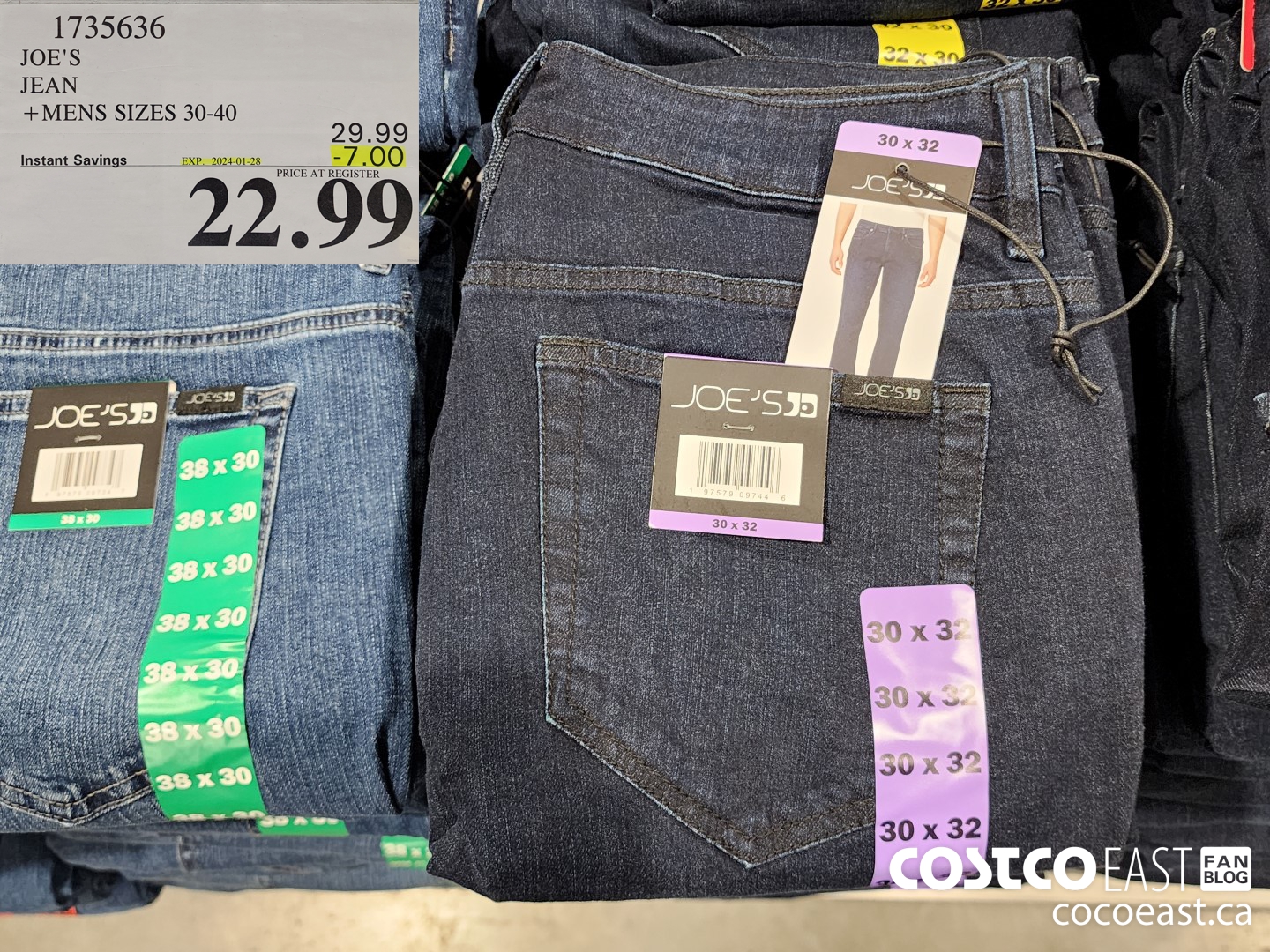 1735636 JOE'S JEAN +MENS SIZES 30-40 ($7.00 INSTANT SAVINGS EXPIRES ON 2024-01-28) $22.99