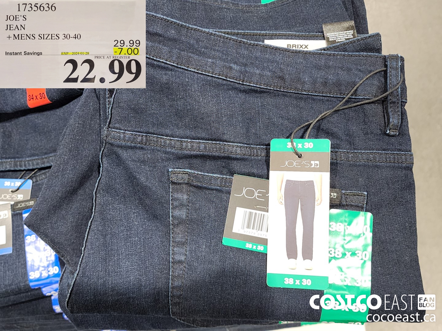 1735636 JOE'S JEAN +MENS SIZES 30-40 ($7.00 INSTANT SAVINGS EXPIRES ON 2024-01-28) $22.99