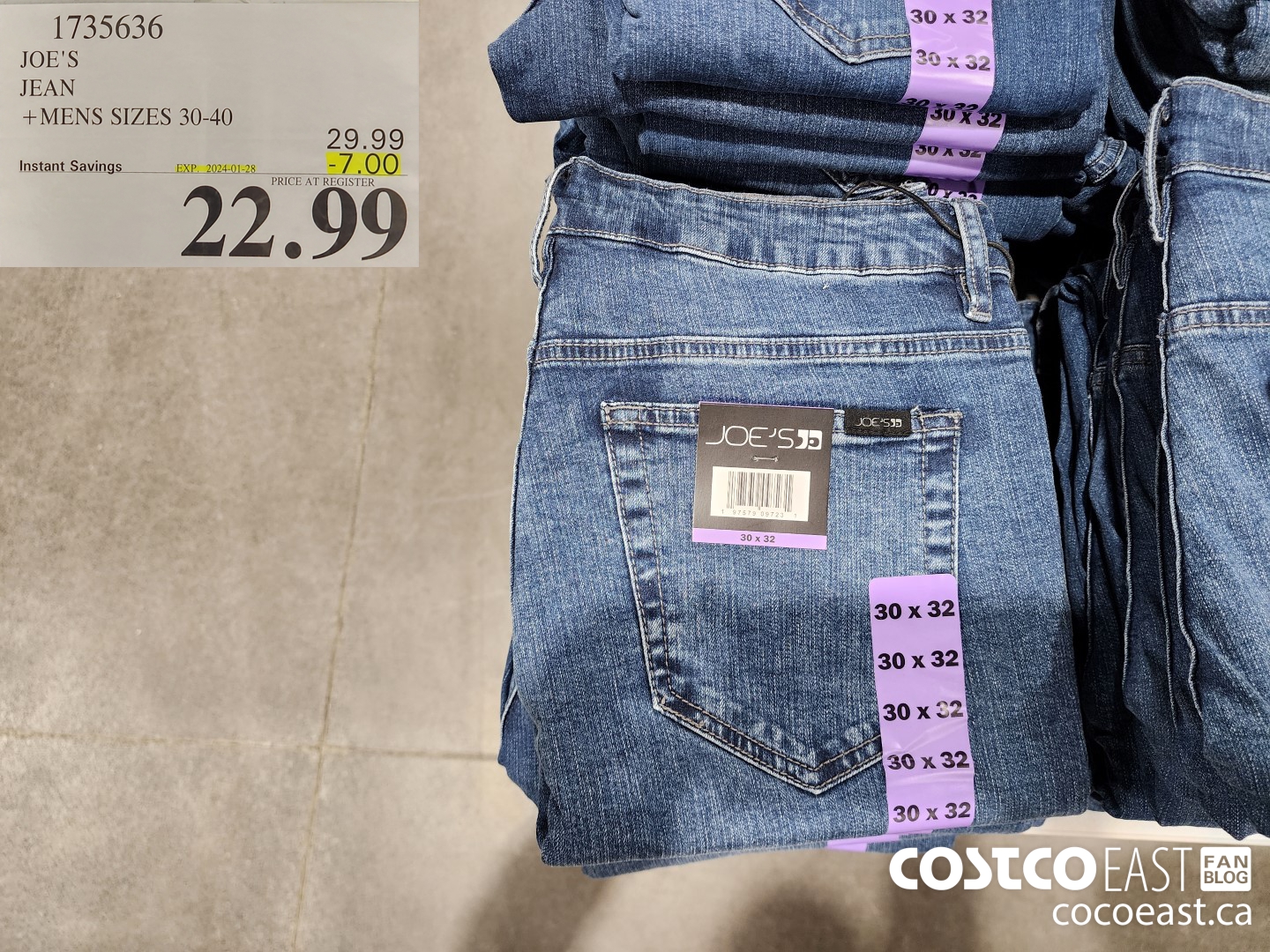 1735636 JOE'S JEAN +MENS SIZES 30-40 ($7.00 INSTANT SAVINGS EXPIRES ON 2024-01-28) $22.99