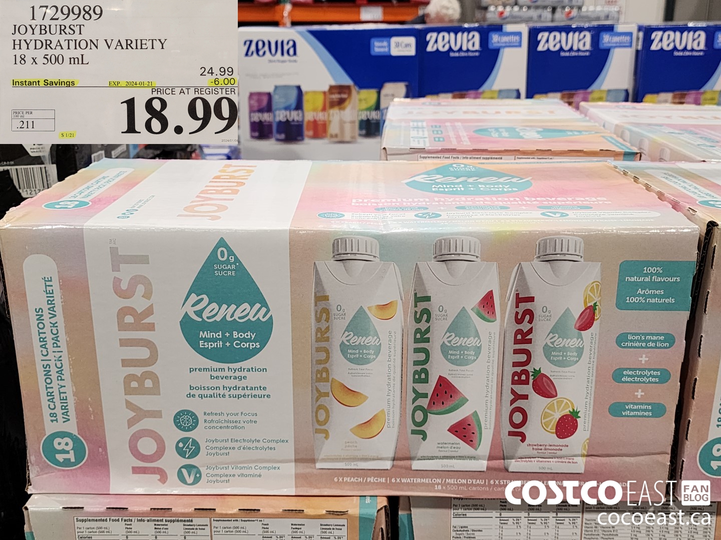 1729989 JOYBURST HYDRATION VARIETY 18 x 500 mL ($6.00 INSTANT SAVINGS EXPIRES ON 2024-01-21) $18.99