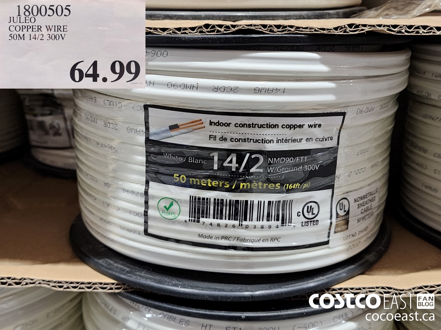 1800505 JULEO COPPER WIRE 50M 14/2 300V $64.99
