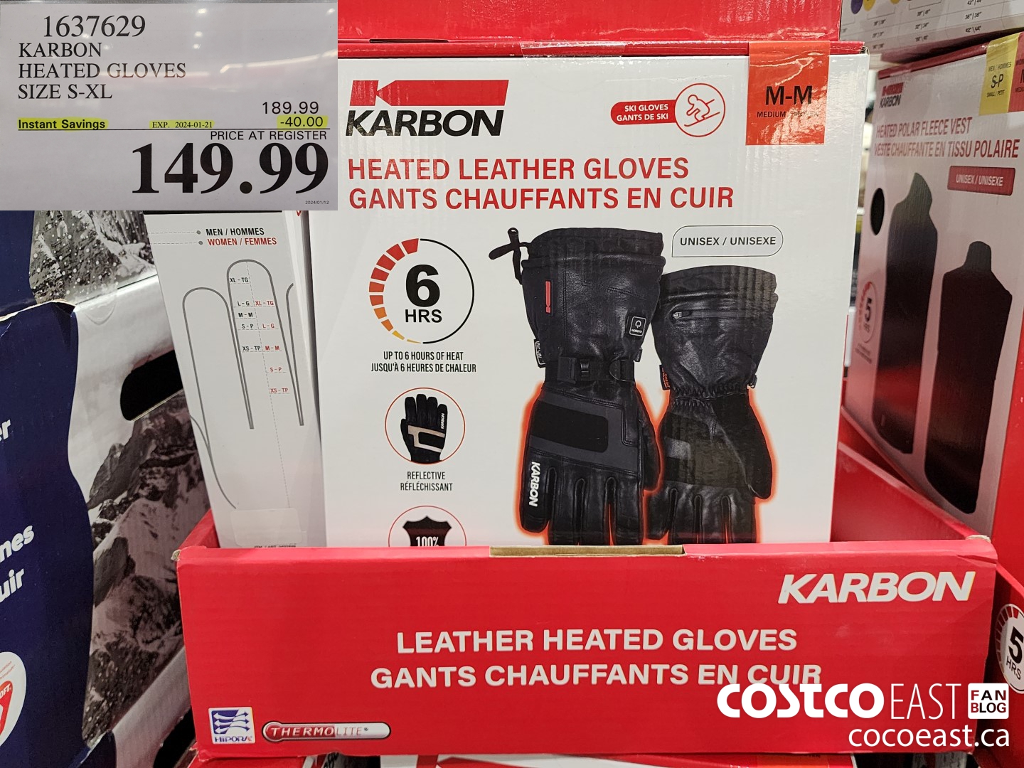 1637629 KARBON HEATED GLOVES SIZE S-XL ($40.00 INSTANT SAVINGS EXPIRES ON 2024-01-21) $149.99