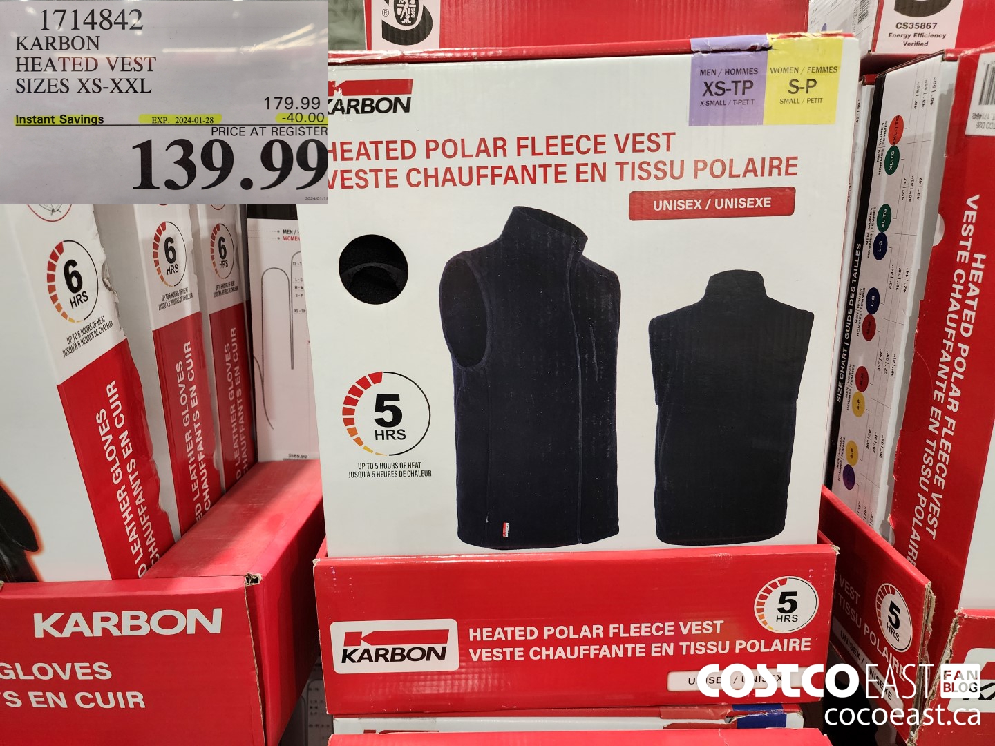 1714842 KARBON HEATED VEST SIZE XS-XXL ($40.00 INSTANT SAVINGS EXPIRES ON 2024-01-28) $139.99