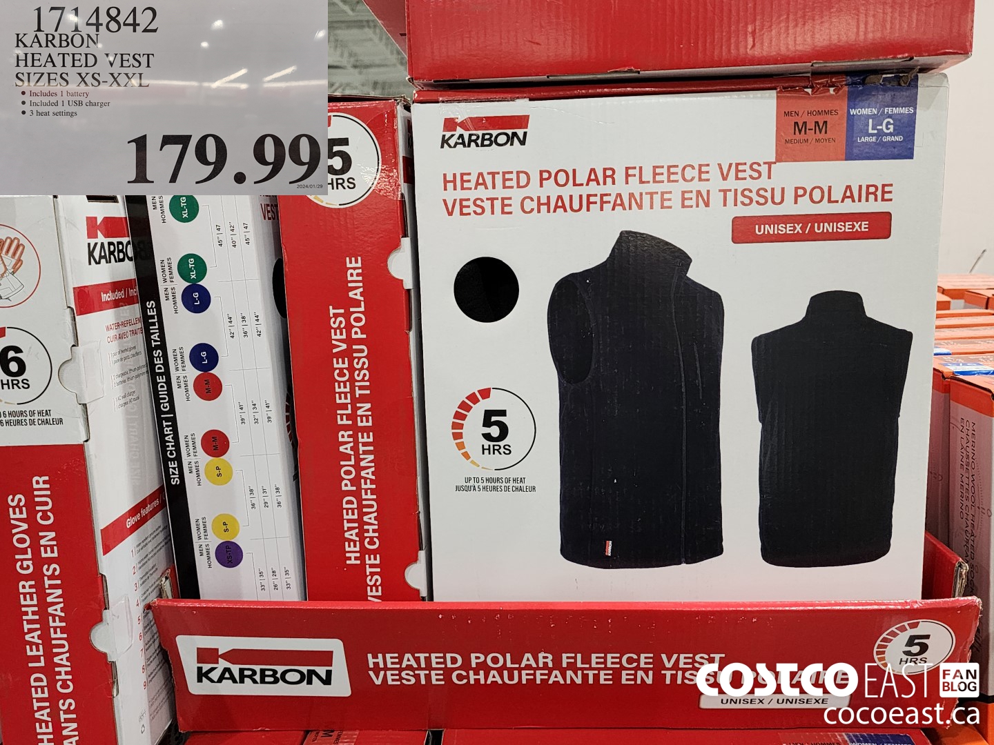 1714842 KARBON HEATED VEST SIZE XS-XXL $179.99