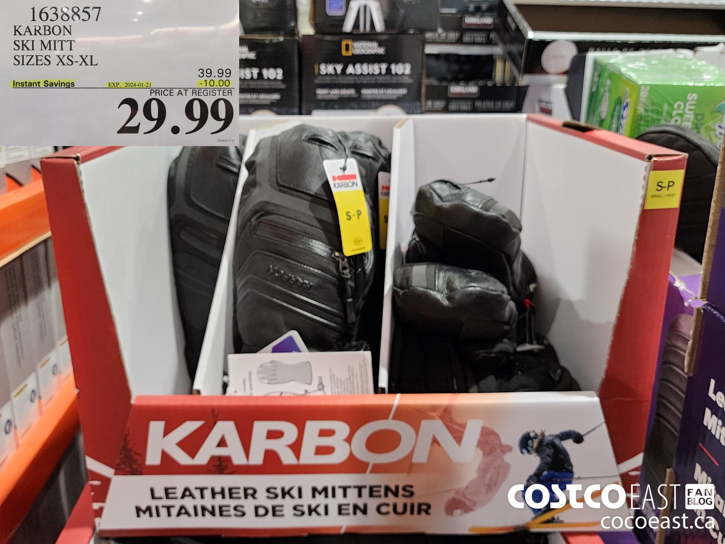 1638857 KARBON SKI MITT SIZES XS-XL ($10.00 INSTANT SAVINGS EXPIRES ON 2024-01-21) $29.99