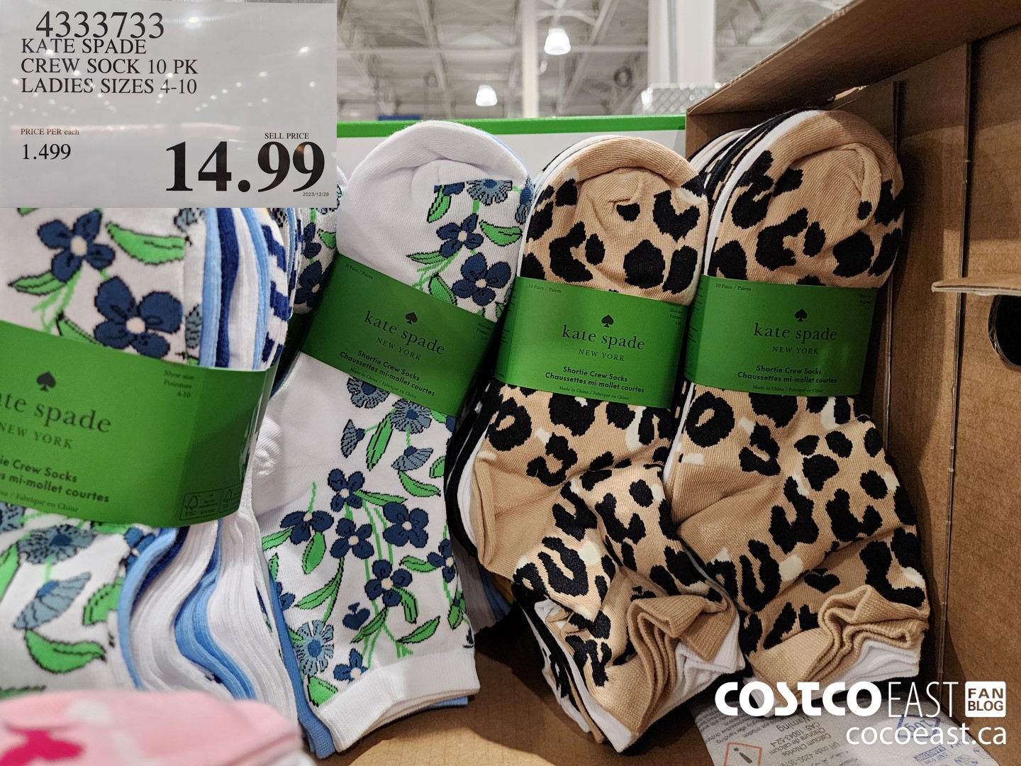 4333733 KATE SPADE CREW SOCK 10 PK LADIES SIZES 4-10 $14.99