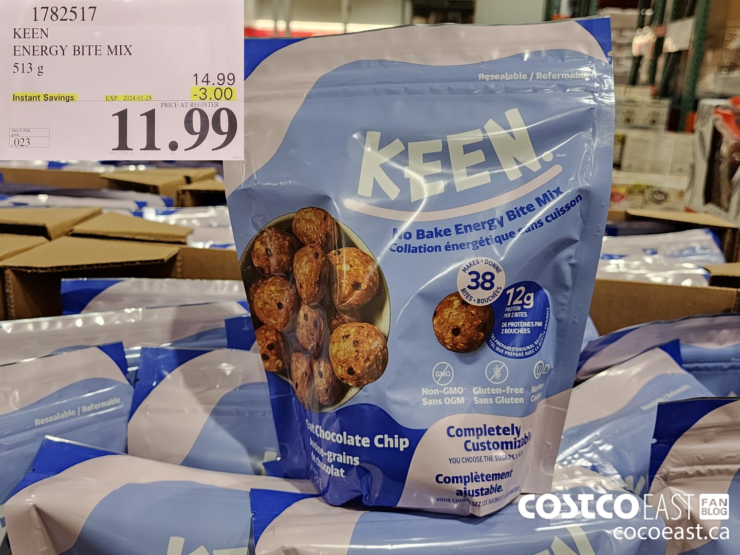 1782517 KEEN ENERGY BITE MIX 513 g ($3.00 INSTANT SAVINGS EXPIRES ON 2024-01-28) $11.99
