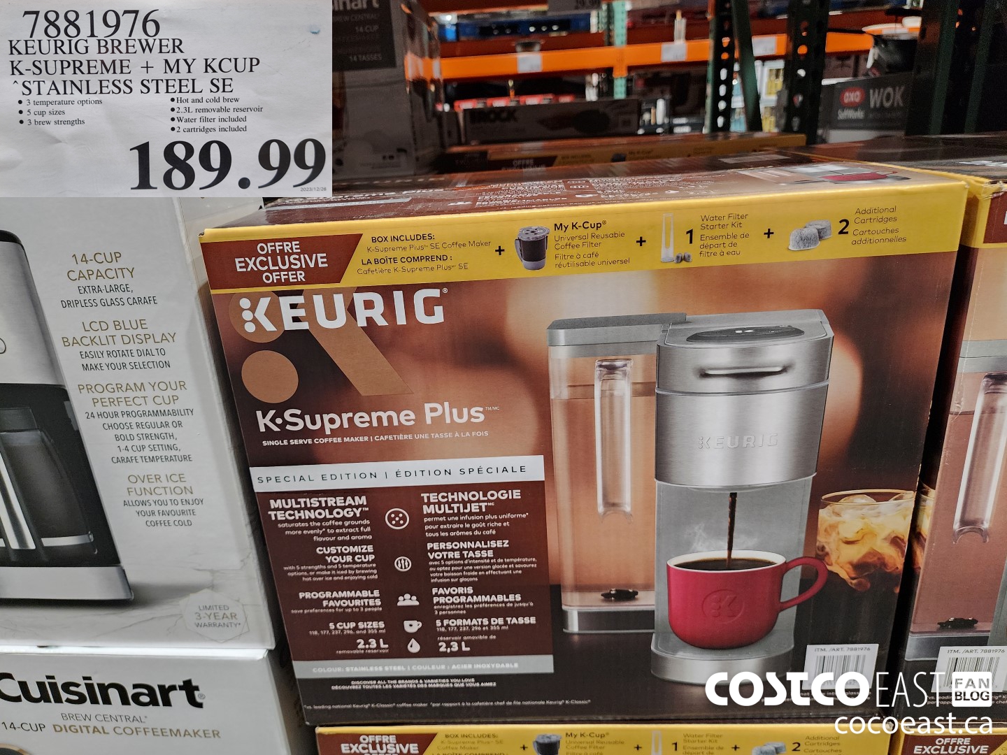 7881976 KEURIG BREWER K-SUPREME + MY KCUP STAINLESS STEEL SE $189.99