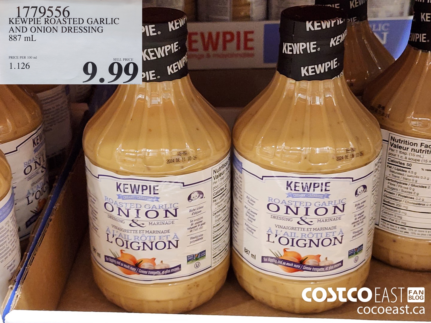 1779556 KEWPIE ROASTED GARLIC AND ONION DRESSING 887 ML $9.99
