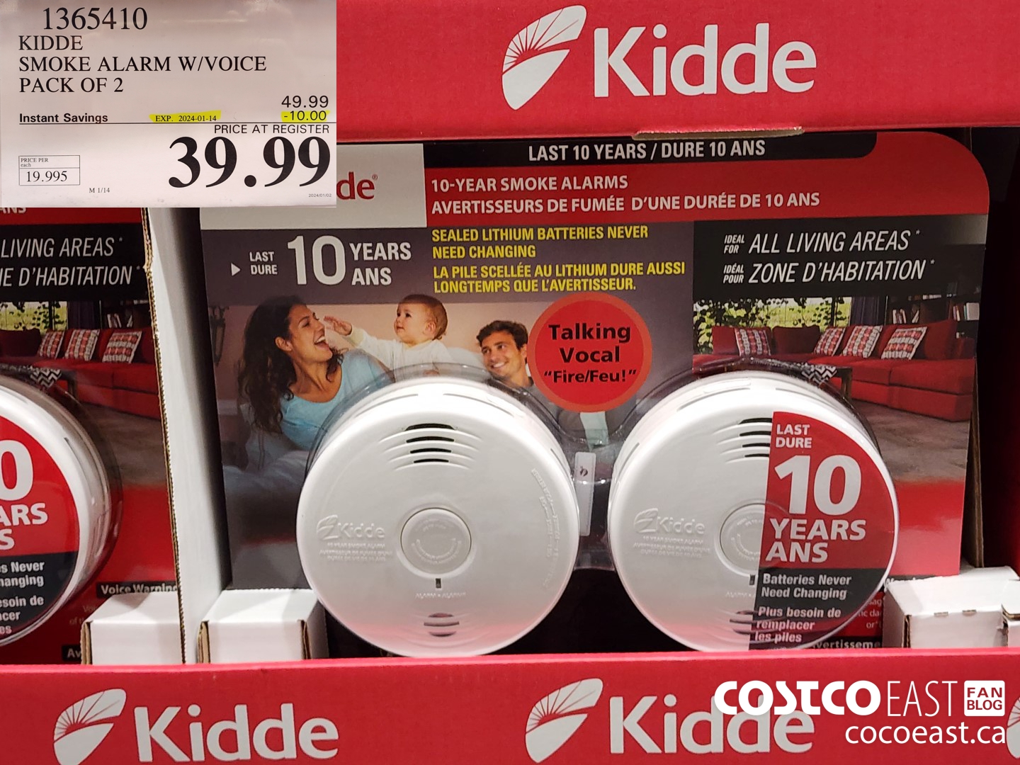 1365410 KIDDE SMOKE ALARM W/VOICE PACK OF 2 ($10.00 INSTANT SAVINGS EXPIRES ON 2024-01-14) $39.99