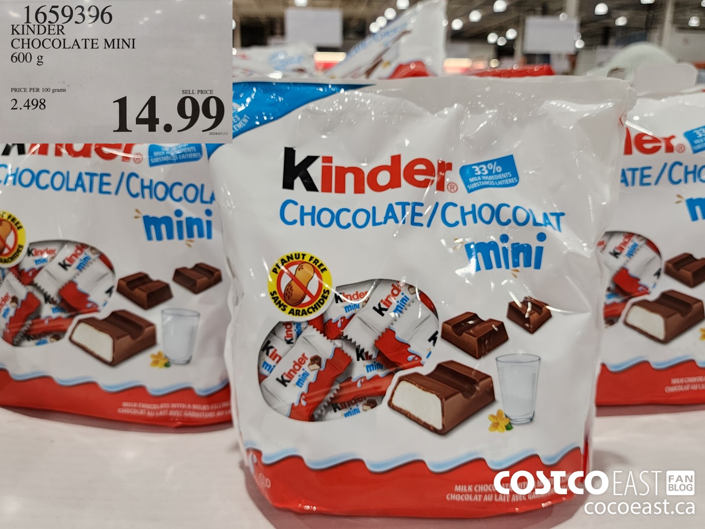 1659396 KINDER CHOCOLATE MINI 600 G $14.99