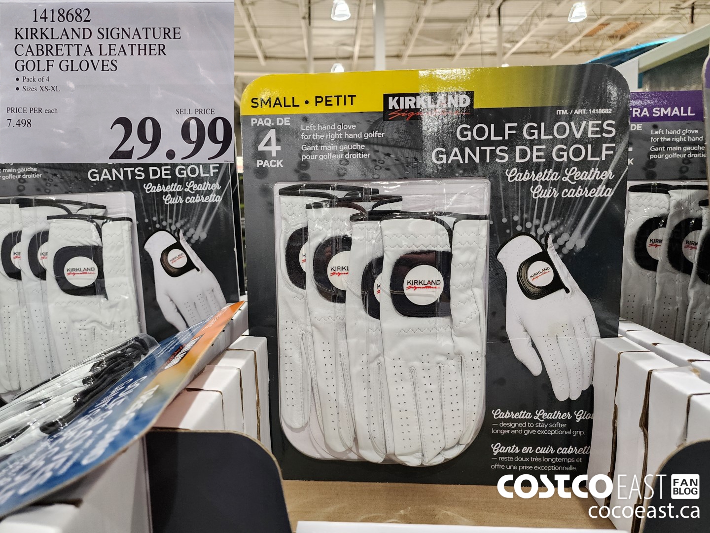 1418682 KIRKLAND SIGNATURES CABRETTA LEATHER GOLF GLOVES $29.99