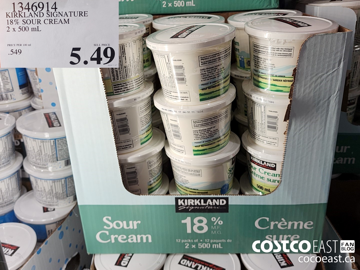 1346914 KIRKLAND SIGNATURE 18% SOUR CREAM 2 x 500 ml $5.49