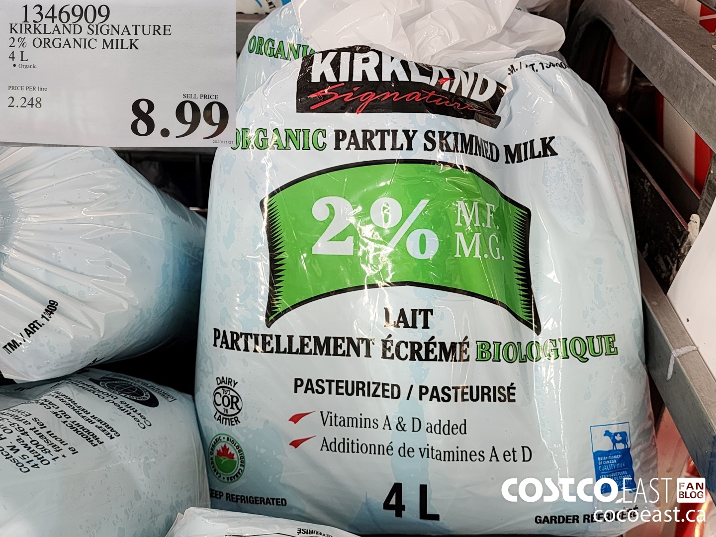 1346909 KIRKLAND SIGNATURE 2% ORGANIC MILK 4 L $8.99