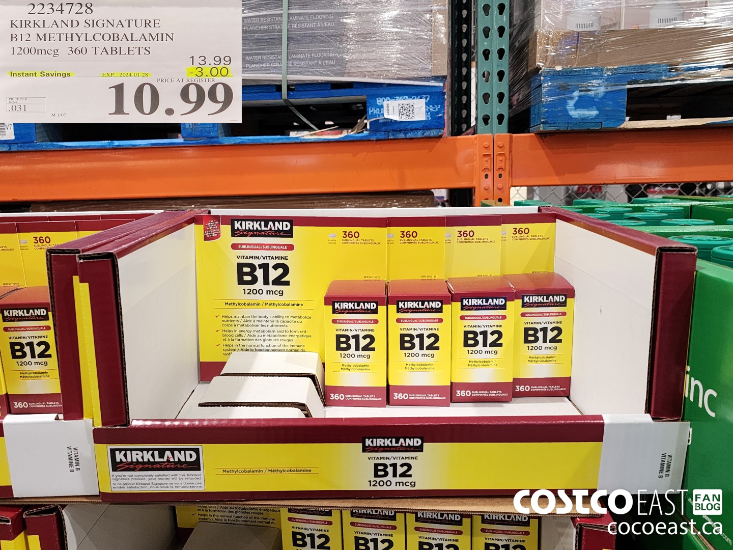 2234728 KIRKLAND SIGNATURE B12 METHYLCOBALAMIN 1200mcg 360 TABLETS ($3.00 INSTANT SAVINGS EXPIRES ON 2024-01-28) $10.99