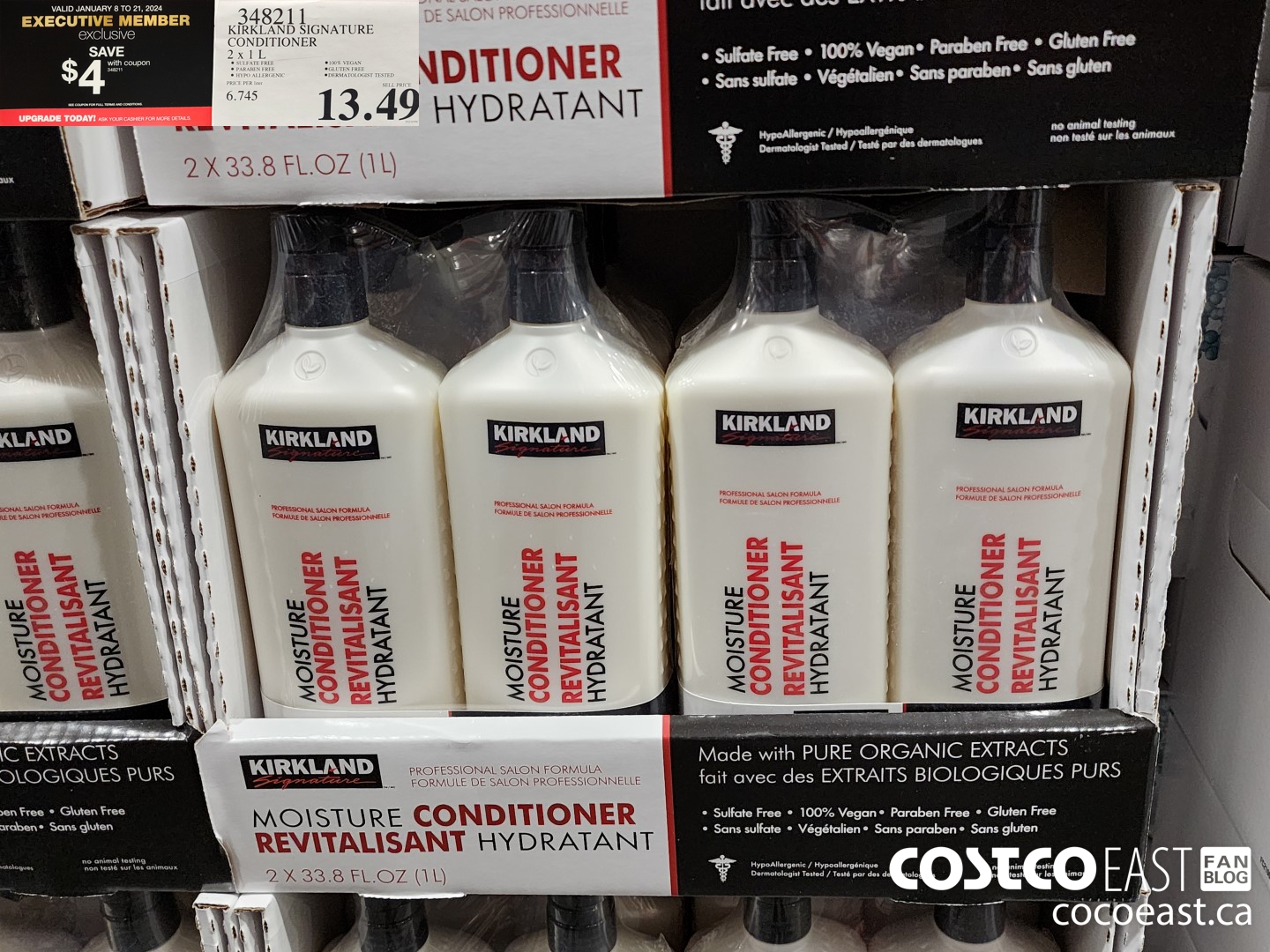 348211 KIRKLAND SIGNATURE CONDITIONER 2 X 1L ($4.00 INSTANT SAVINGS EXPIRES ON 2024-01-21) $9.49