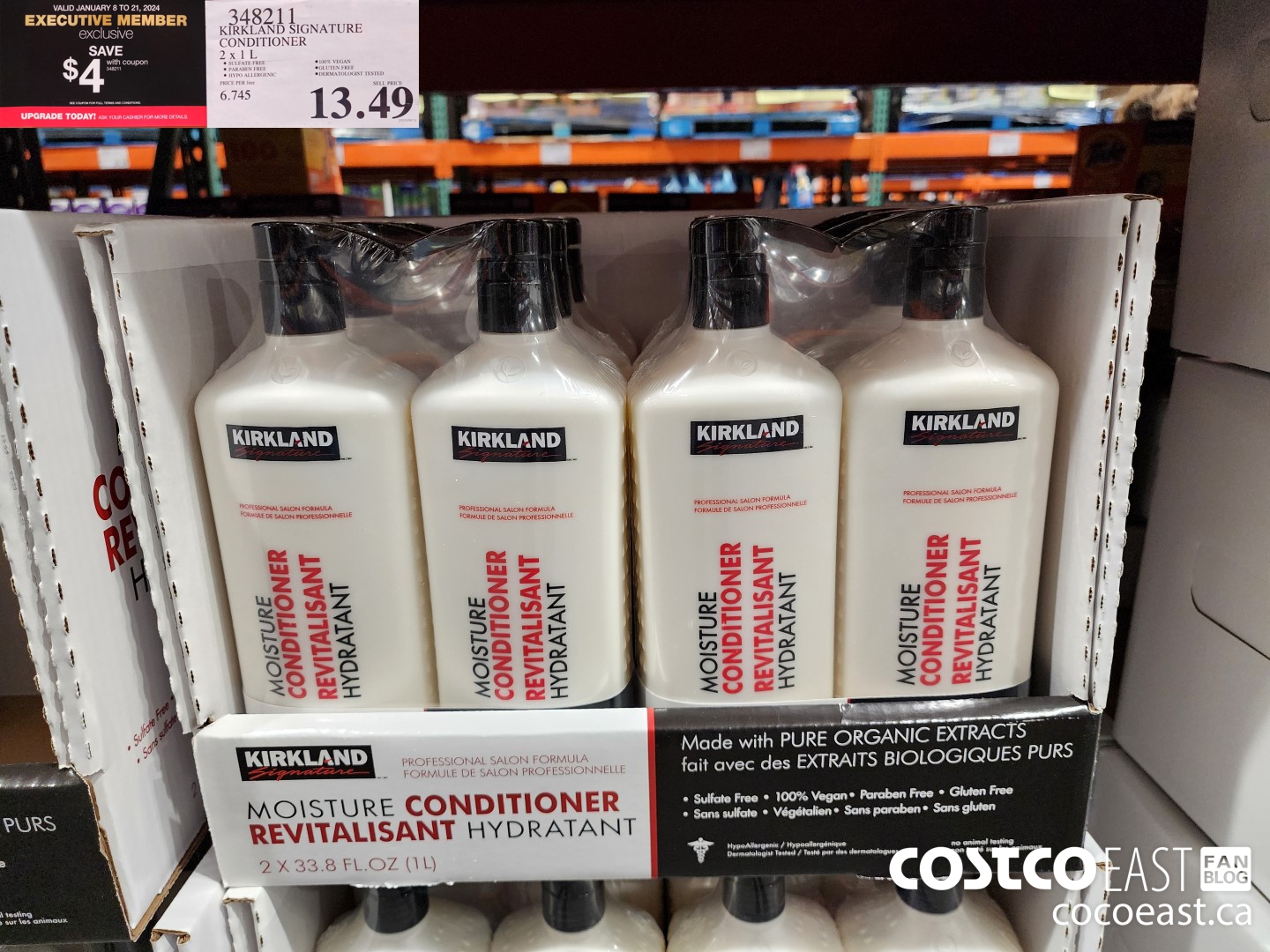 347211 KIRKLAND SIGNATURE CONDITIONER 2 X 1 L ($4.00 INSTANT SAVINGS EXPIRES ON 2024-01-21) $9.49