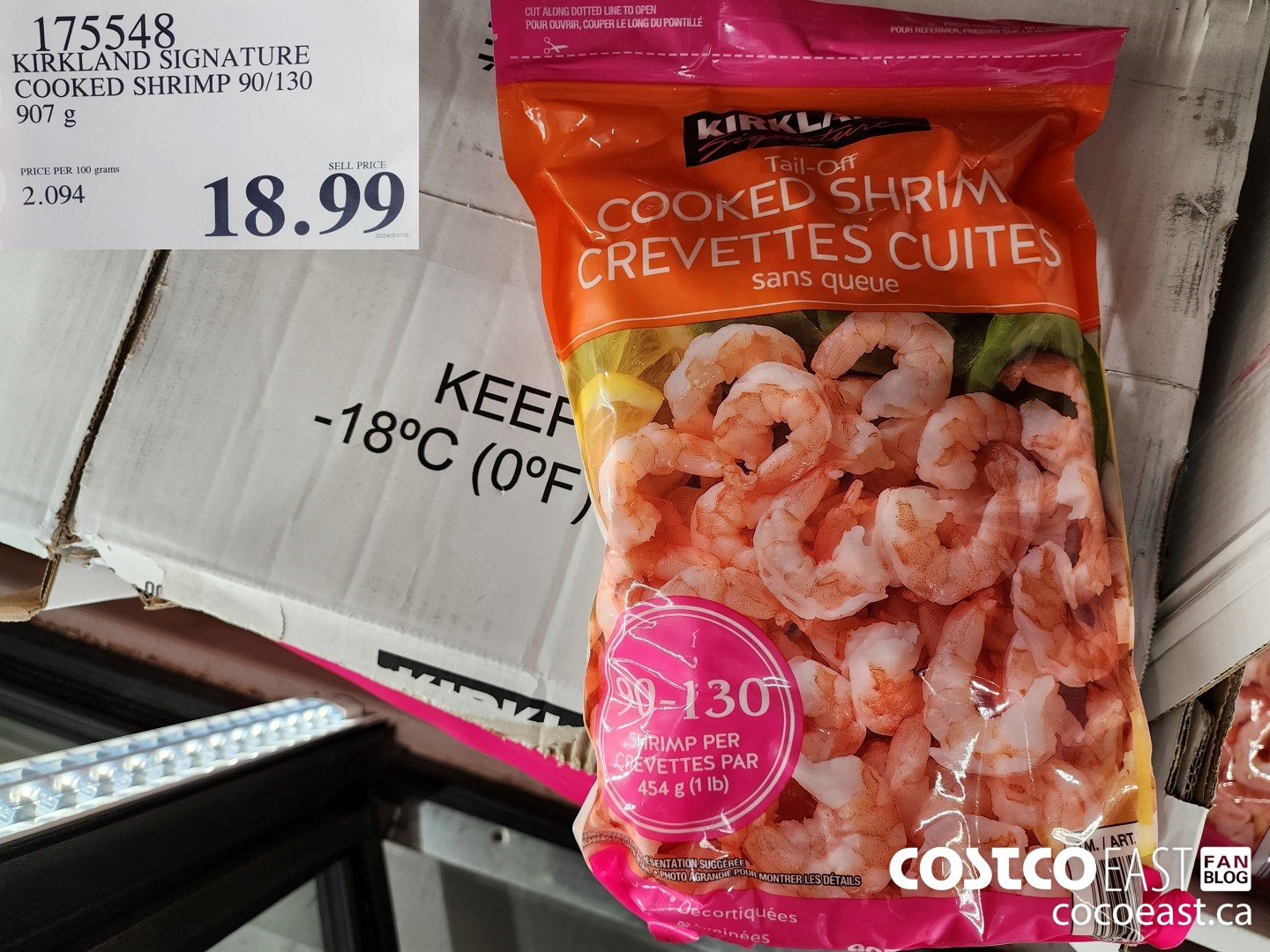 175548 KIRKLAND SIGNATURE COOKED SHRIMP 90/130 907 g $18.99
