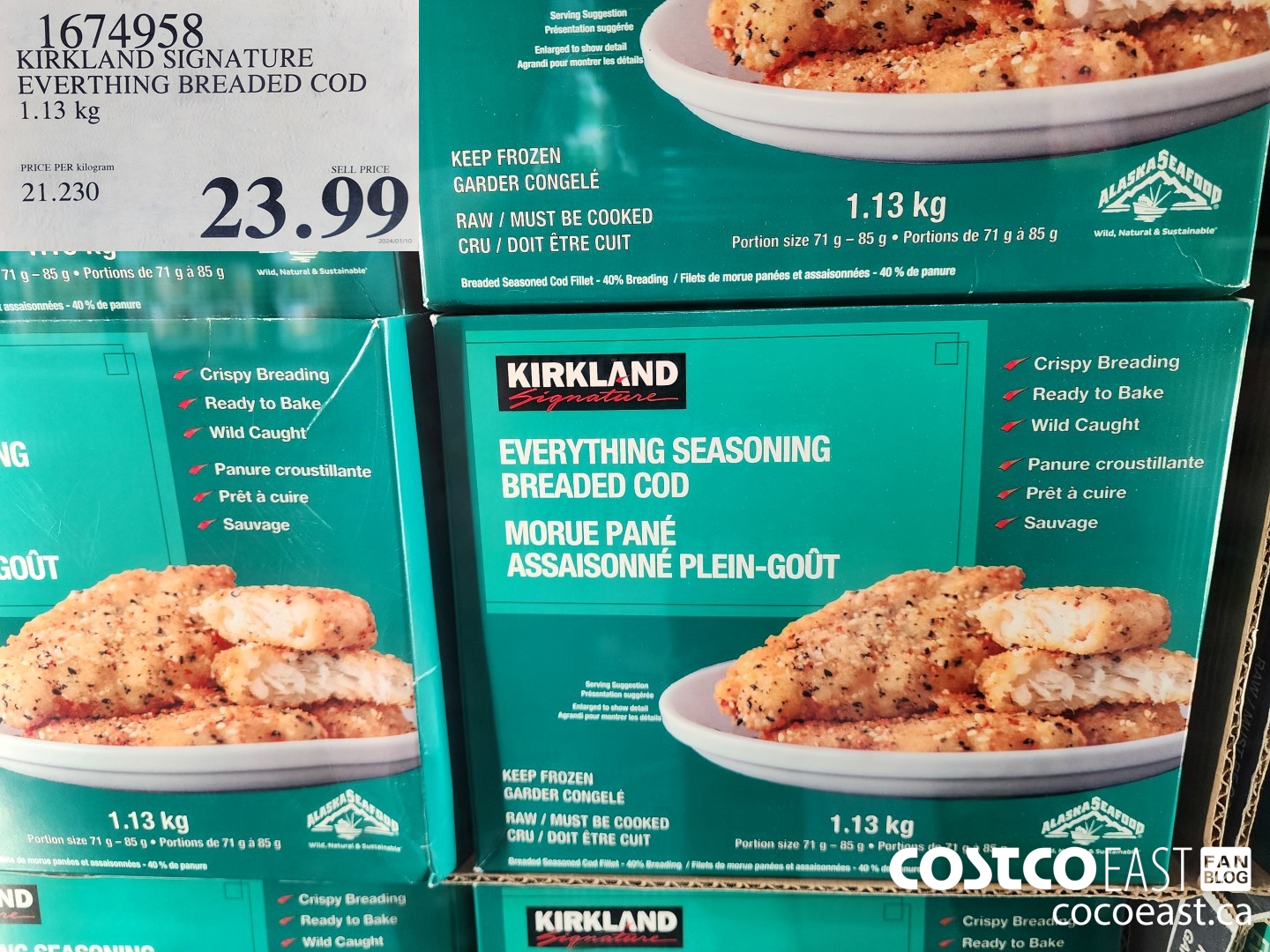 1674958 KIRKLAND SIGNATURE EVERYTHING BREADED COD 1.13 KG $23.99