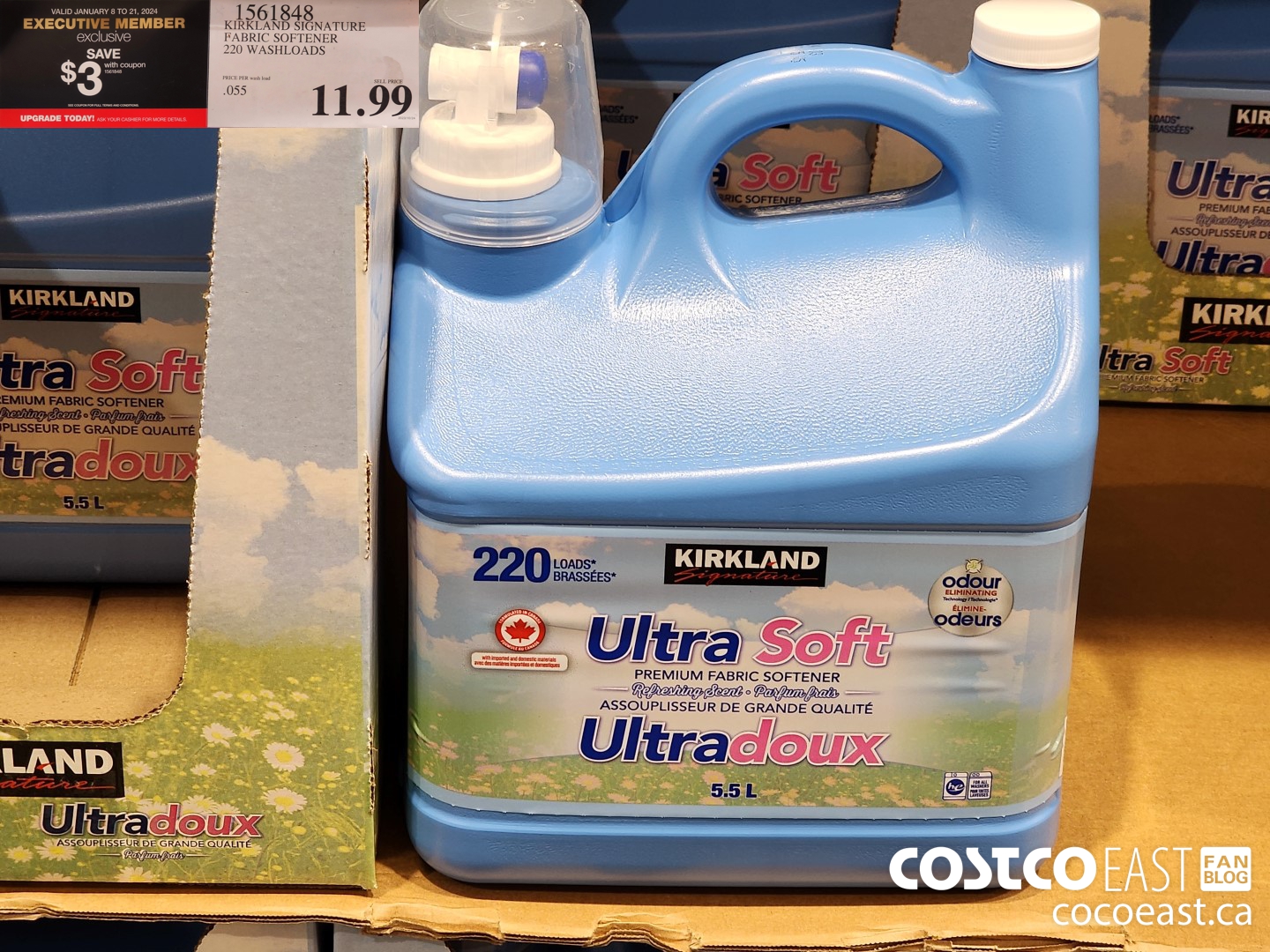 1561848 KIRKLAND SIGNATURE FABRIC SOFTENER 220 WASHLOADS ($3.00 INSTANT SAVINGS EXPIRES ON 2024-01-21) $8.99