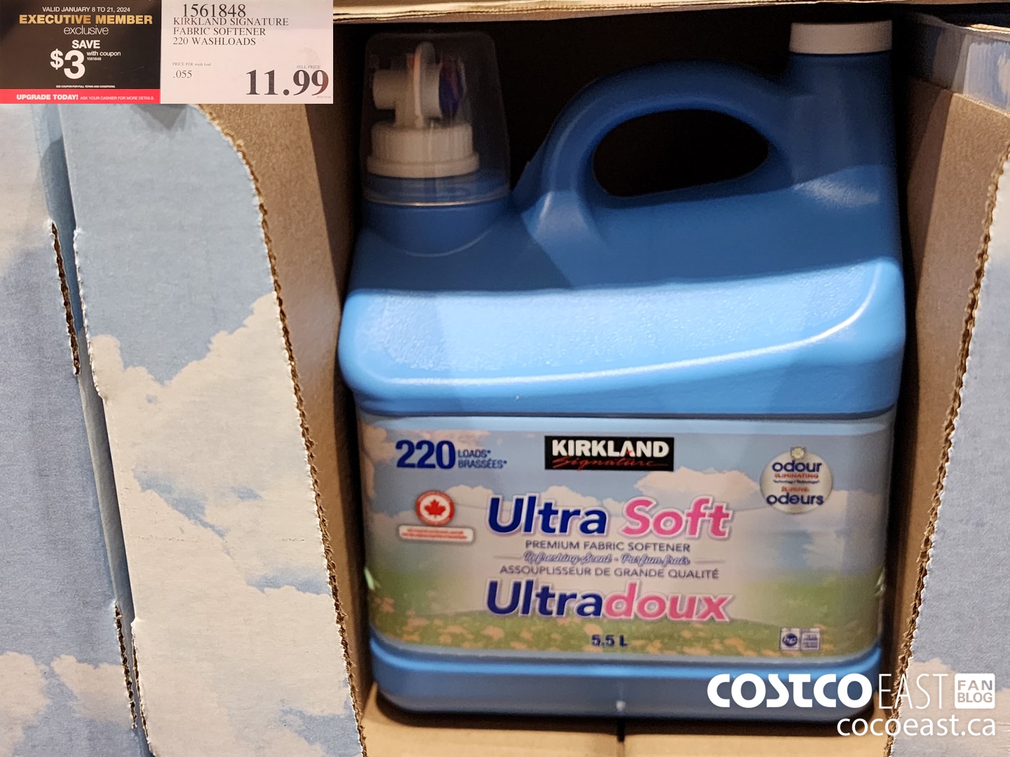 1561848 KIRKLAND SIGNATURE FABRIC SOFTENER 220 WASHLOADS ($3.00 INSTANT SAVINGS EXPIRES ON 2024-01-21) $8.99