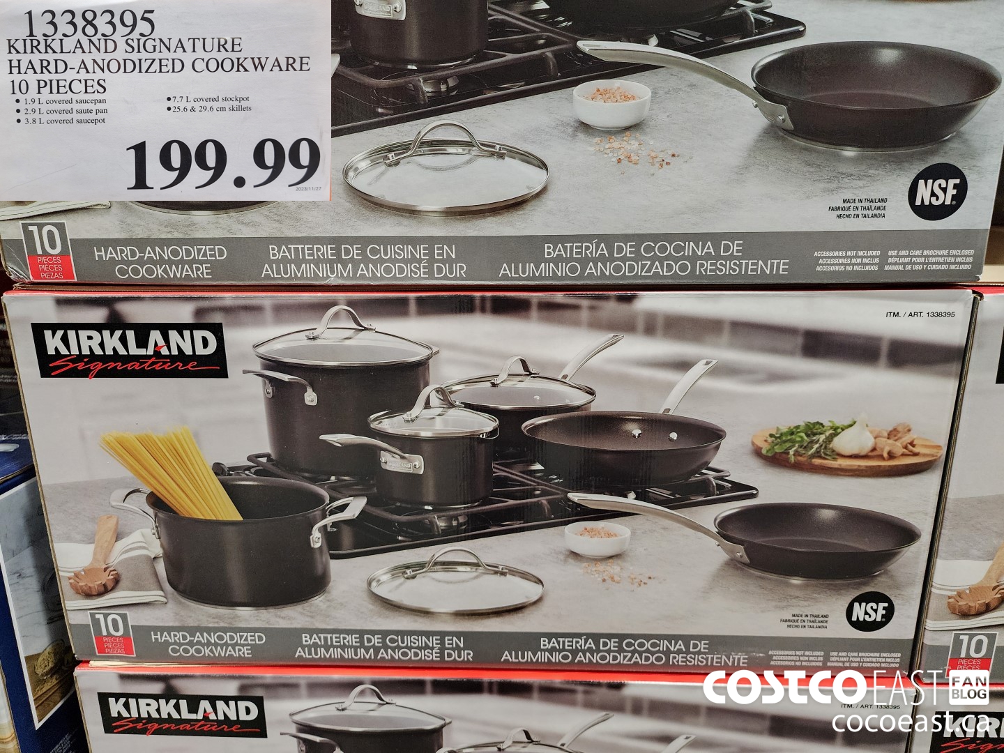 1338395 KIRKLAND SIGNATURE HARD-ANODIZED COOKWARE 10 PIECES $199.99