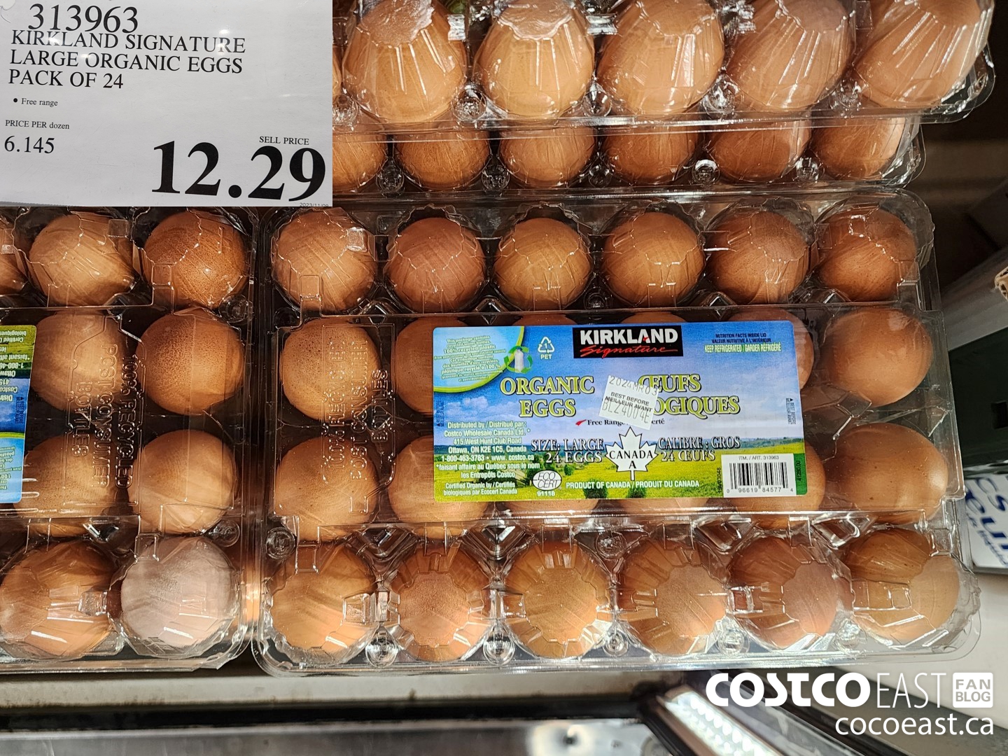 313963 KIRKLAND SIGNATURE LARGE ORGANIC EGGS PACK OF 24 $12.29