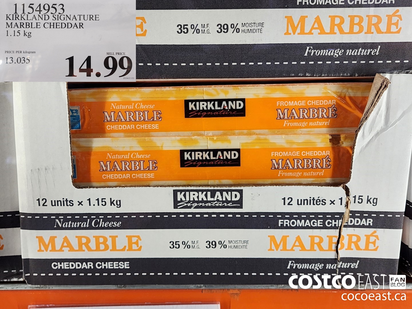 1154953 KIRKLAND SIGNATURE MARBLE CHEDDAR 1.15 KG $14.99
