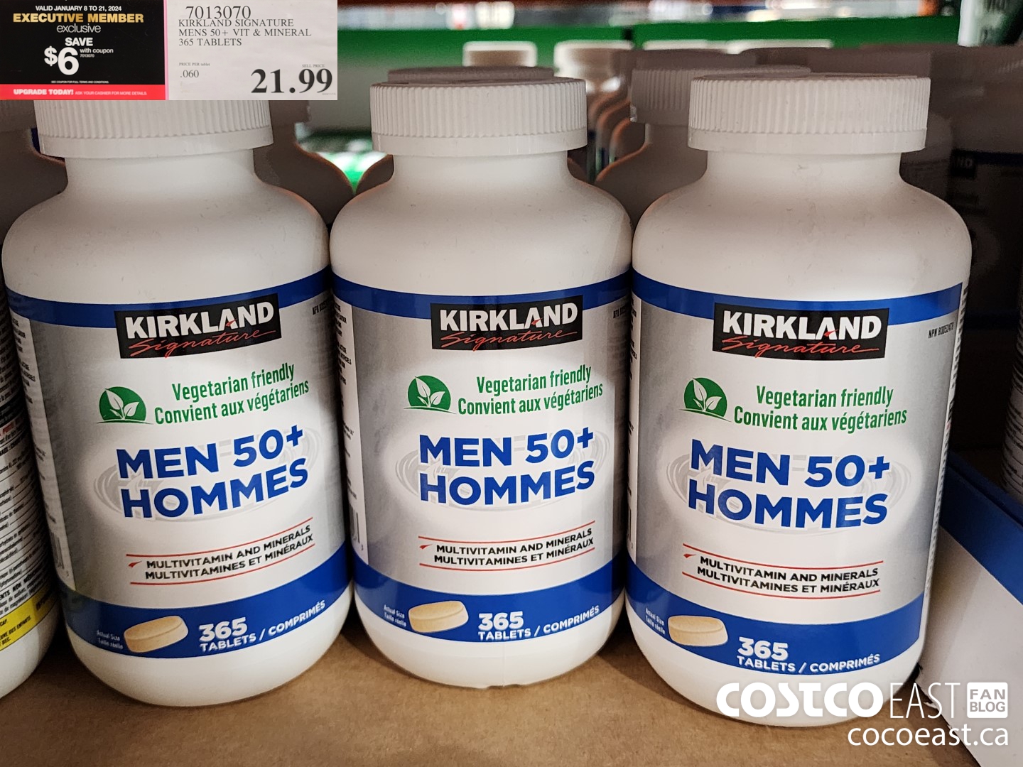 7013070 KIRKLAND SIGNATURE MENS 50+ VIT & MINERAL 365 TABLETS ($6.00 INSTANT SAVINGS EXPIRES ON 2024-01-21) $15.99