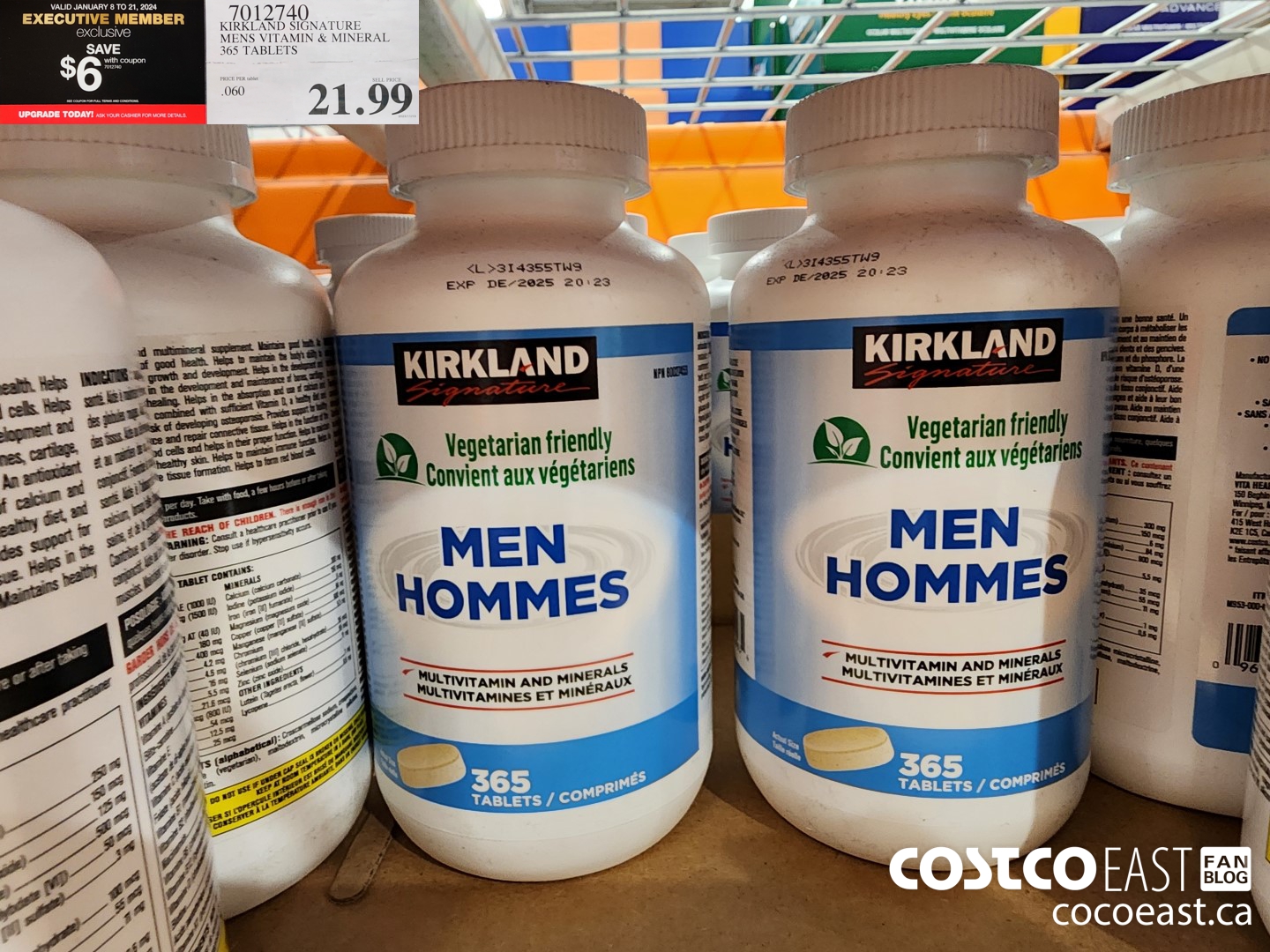 7012740 KIRKLAND SIGNATURE MENS VITAMIN & MINERAL 365 TABLETS ($6.00 INSTANT SAVINGS EXPIRES ON 2024-01-21) $15.99