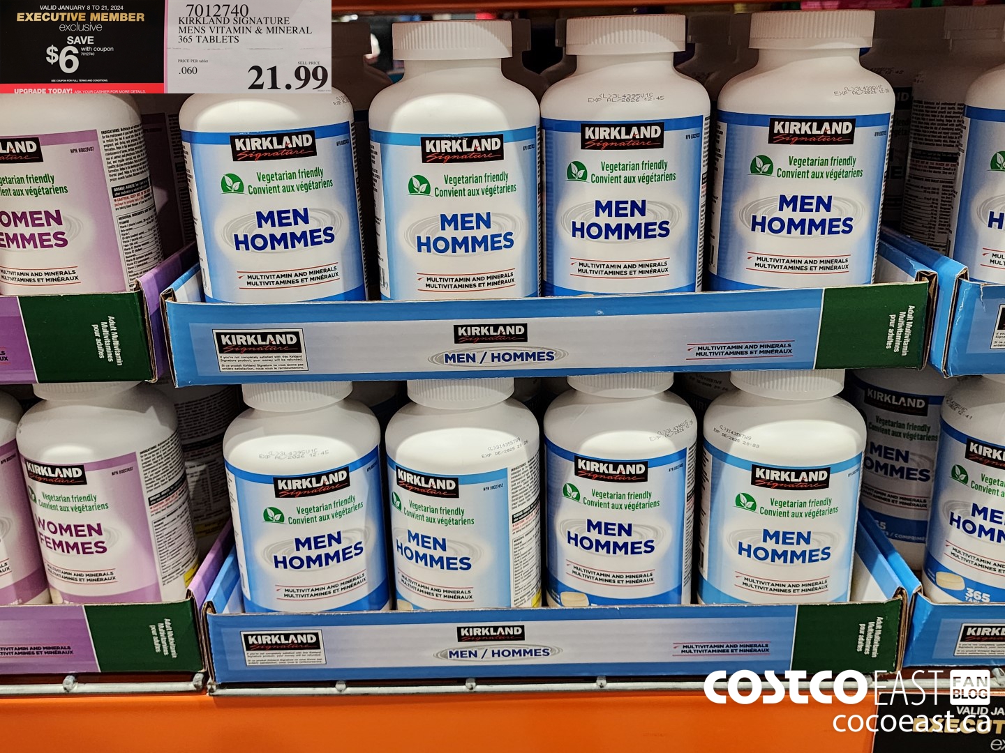 7012740 KIRKLAND SIGNATURE MENS VITAMIN & MINERAL 365 TABLETS ($6.00 INSTANT SAVINGS EXPIRES ON 2024-01-21) $15.99